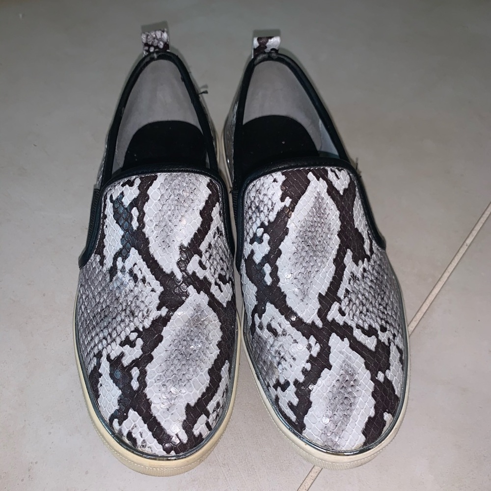 Snakeskin slip on sneakers